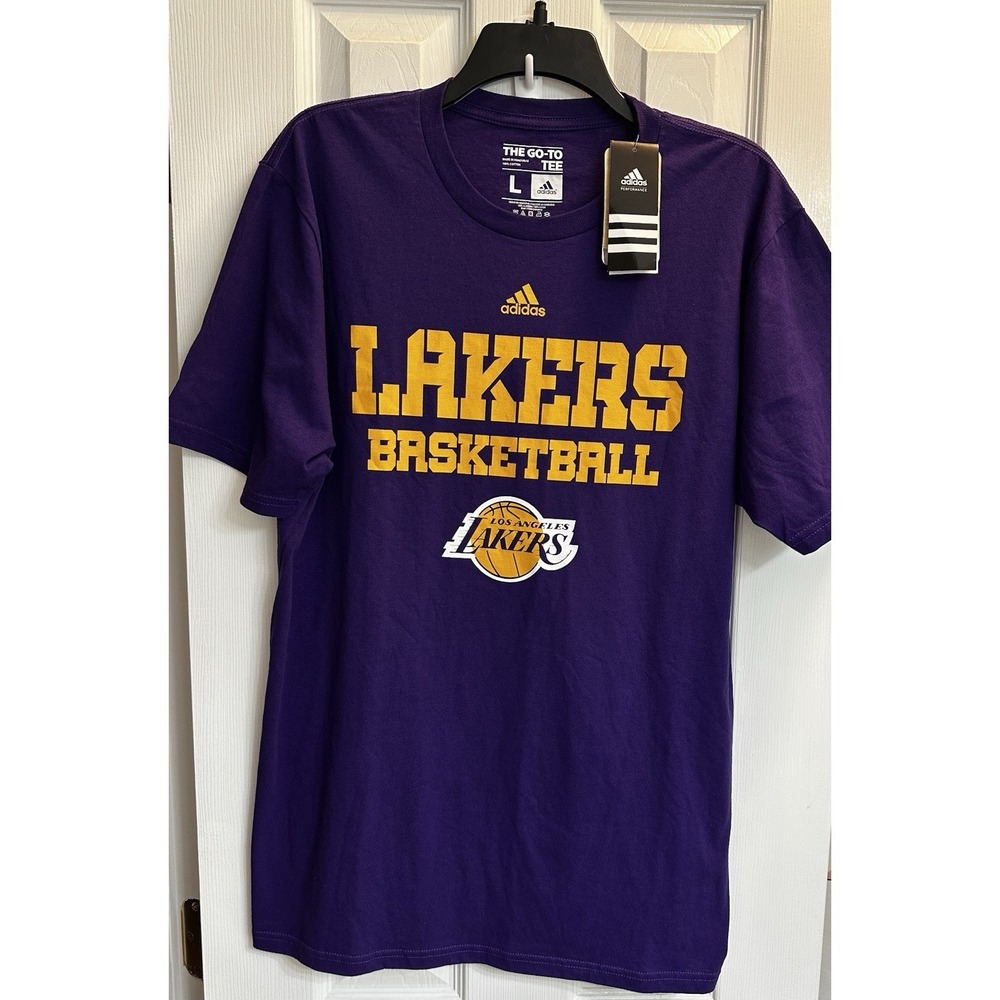 Adidas Los Angeles Lakers Basketball T-Shirt Mens Large Purple NBA Go-To Tee NWT